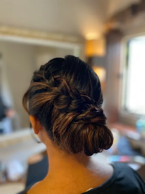 Braided updo for a Cotswold bridesmaid