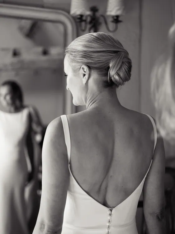 Bridal elegant low bun. Taken at Pauntley Court by Faye Taylor Photography